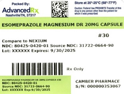 Esomeprazole Magnesium Dr 20mg #30 - Esomeprazole Magnesium DR 20mg 80425 0420 01